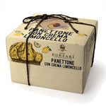 Panettone with limoncello cream packaging by Borsari on a white background