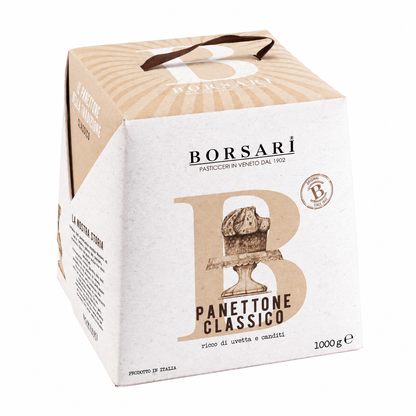 Borsari classic Italian panettone 35.3 oz in Rustico Christmas gift box