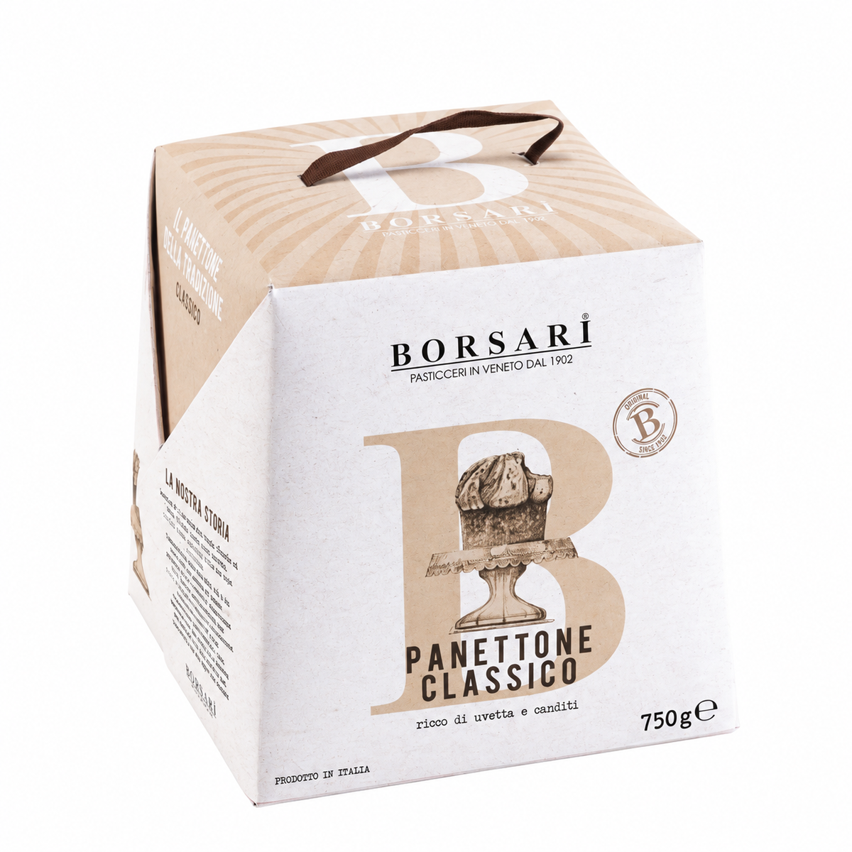 Borsari classic Italian panettone 26.5 oz in Rustico Christmas gift box