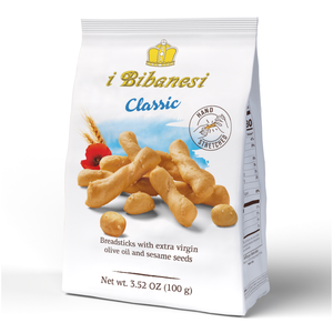 pack of I Bibanesi breadsticks 100 grams on a white background
