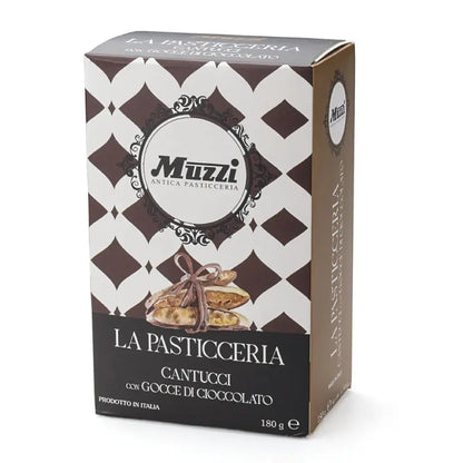 Elegant packaging box of Muzi La Pasticceria Cantucci with Chocolate, displaying the product and brand name.