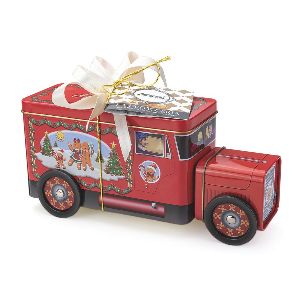 Muzzi Italian Christmas cookies 5.3 oz in red vintage truck tin