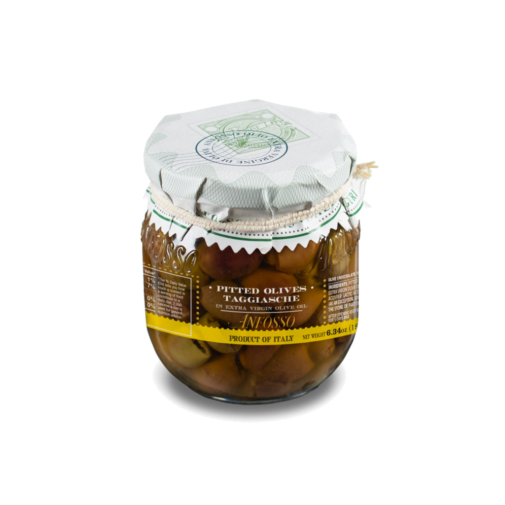 Anfosso -Taggiasche Pitted Olives in EVOO - 6.52oz/185g