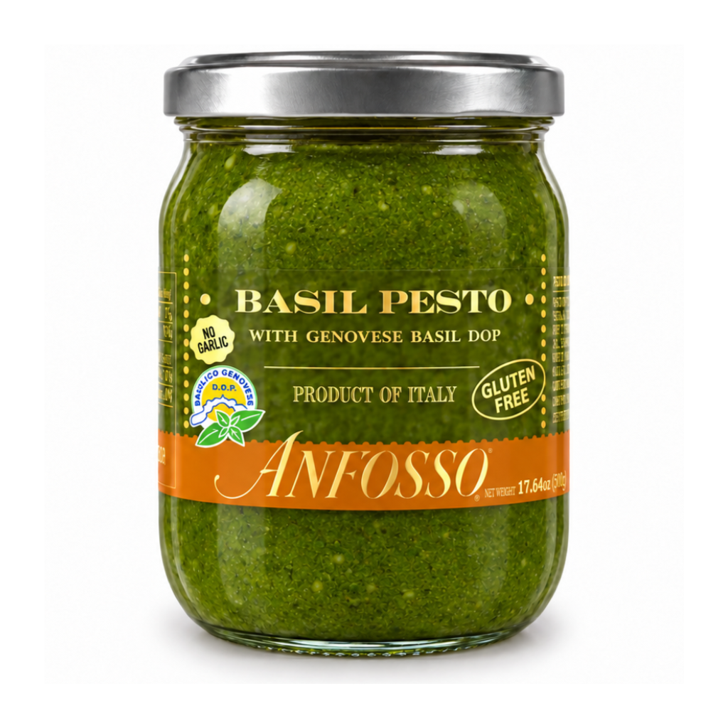 Anfosso Italian Garlic-Free Basil Pesto – 17.6 oz