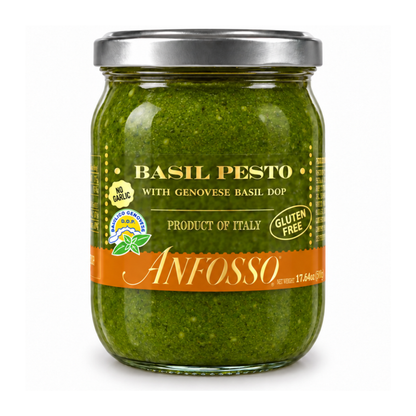 Anfosso Italian Garlic-Free Basil Pesto – 17.6 oz