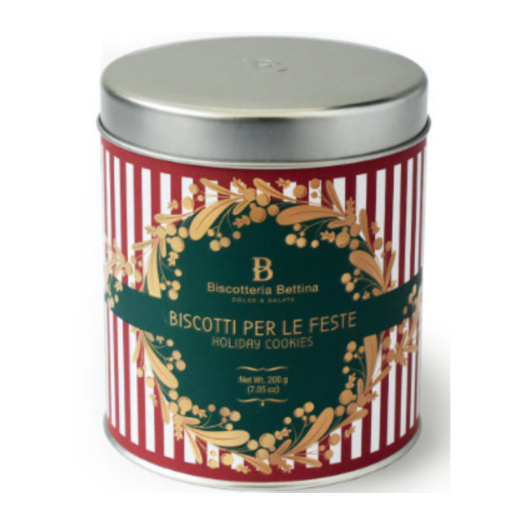 Bettina Italian Christmas cookie assortment in decorative metal gift tin 200g