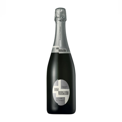 Borgo Maragliano Alta Langa Blanc de blancs bottle in a white background