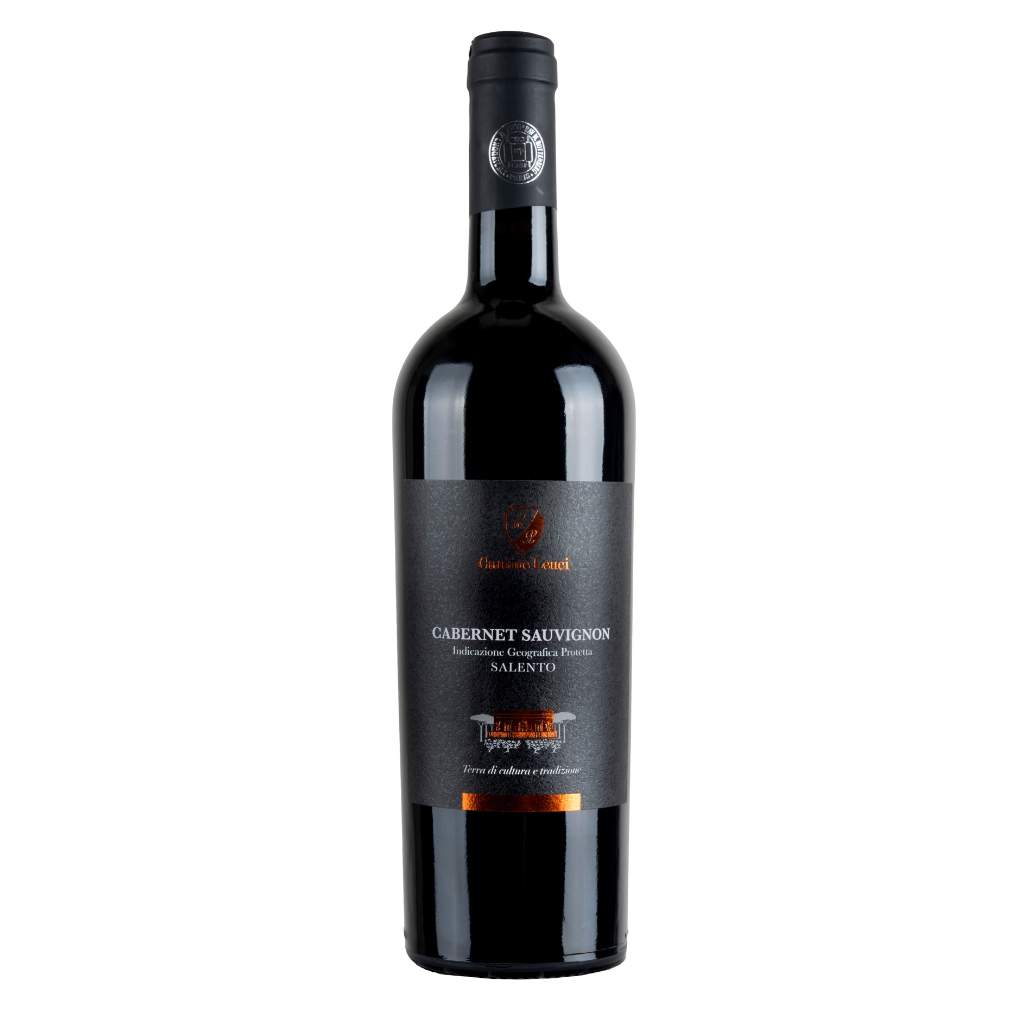 Red wine bottle with a dark label on a white background kosher wine