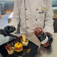 Chef preparing desserts with thin chili threads