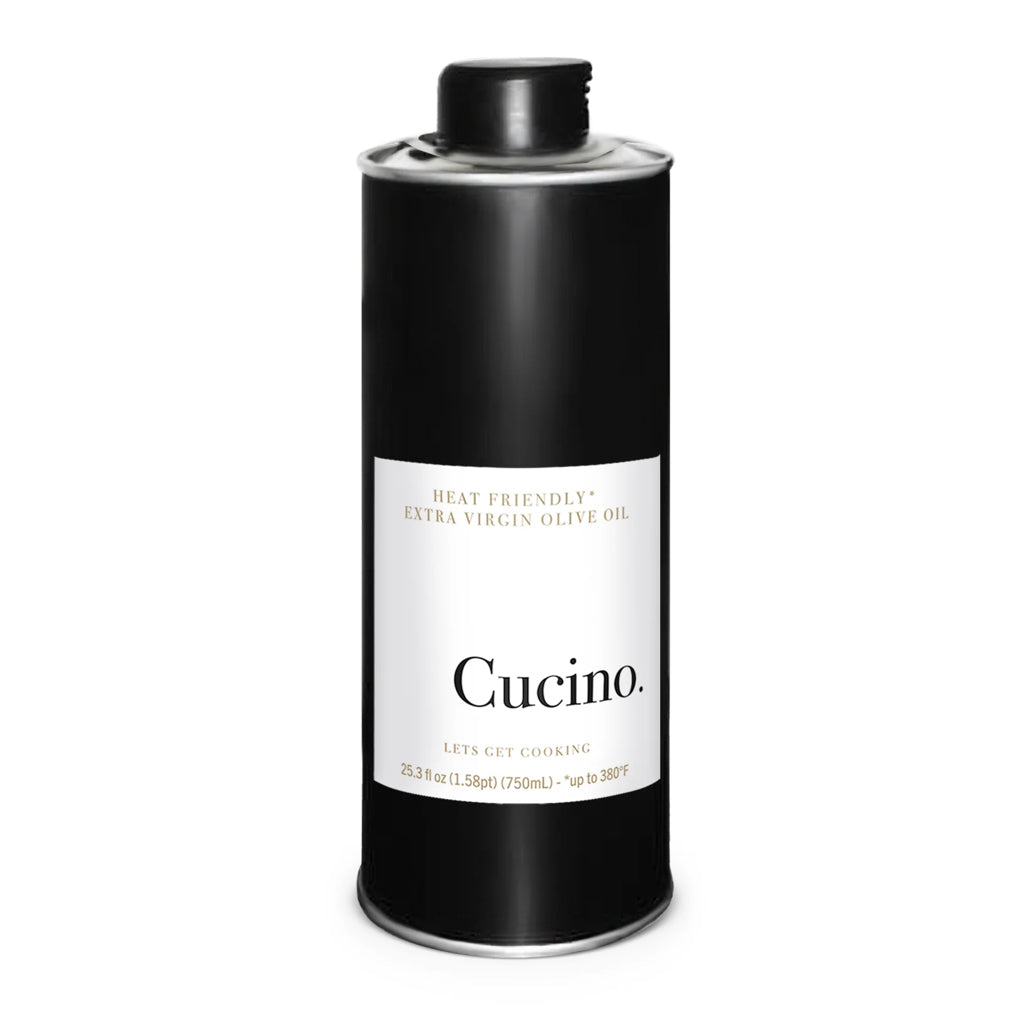Cucino olive oil canister on a white background