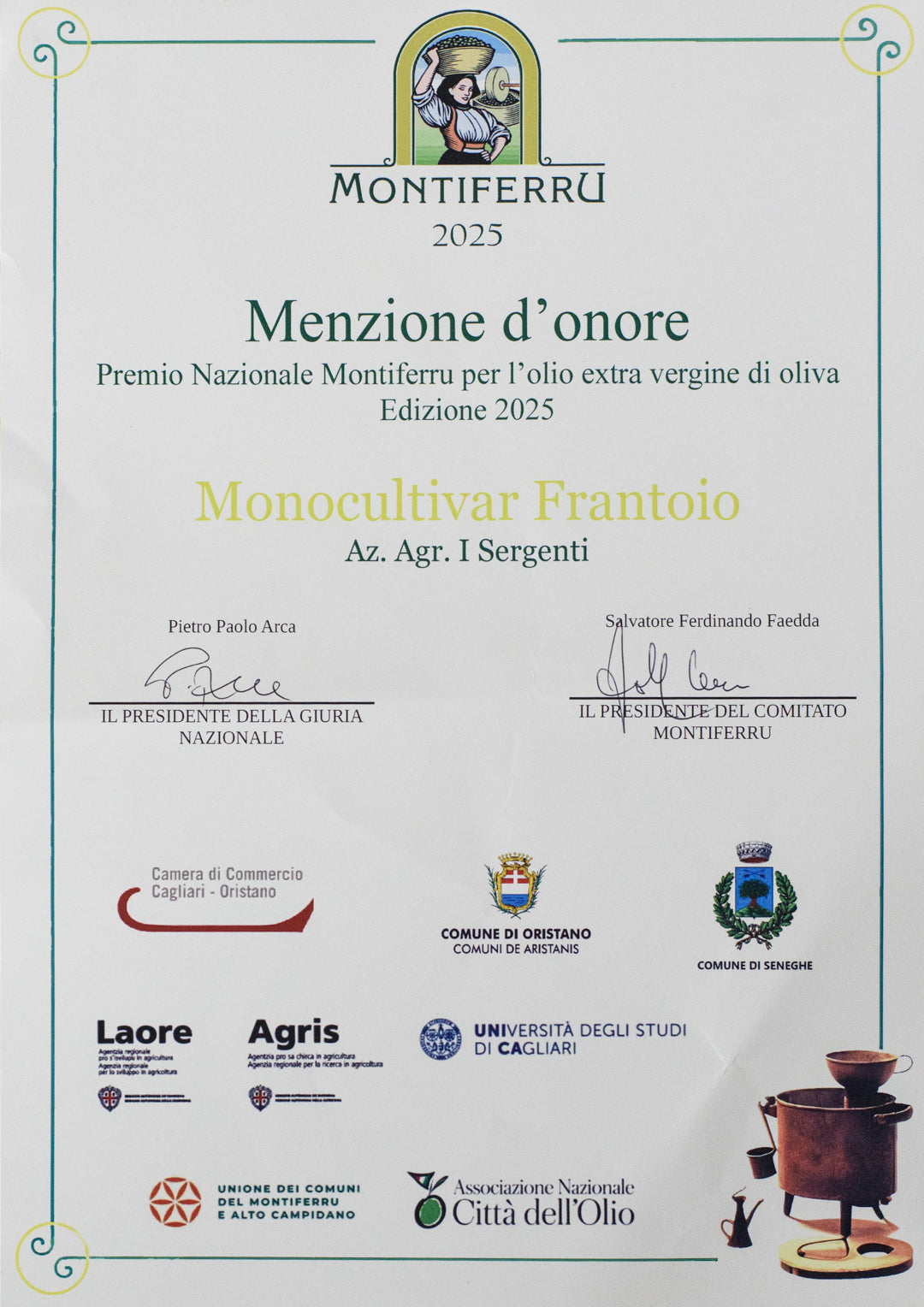 I Sergenti organic extra virgin olive oil monocultivar Menzione d'onore - Tita Italia Shop 