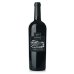 Red Wine bottle with 'L'impostino' Motecucco label on a white background