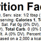 Nutrition facts label for a product with minimal ingredients.
