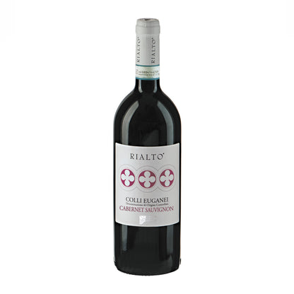 A bottle of Rialto Colli Euganei Cabernet Sauvignon wine with a label displaying the brand and variety.