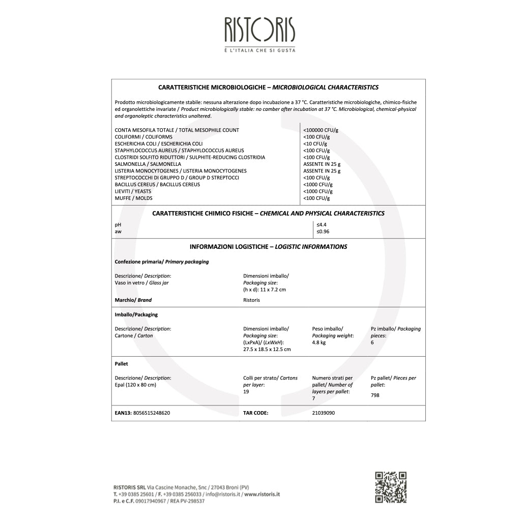 Ristoris Sage Lemon Sauce - Technical Sheet 2