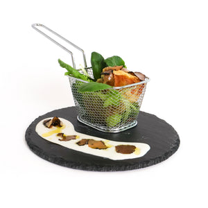 FRIED ROMAN-STYLE ARTICHOKES ON STRACCIATELLA CREAM AND BLACK TRUFFLE CARPACCIO