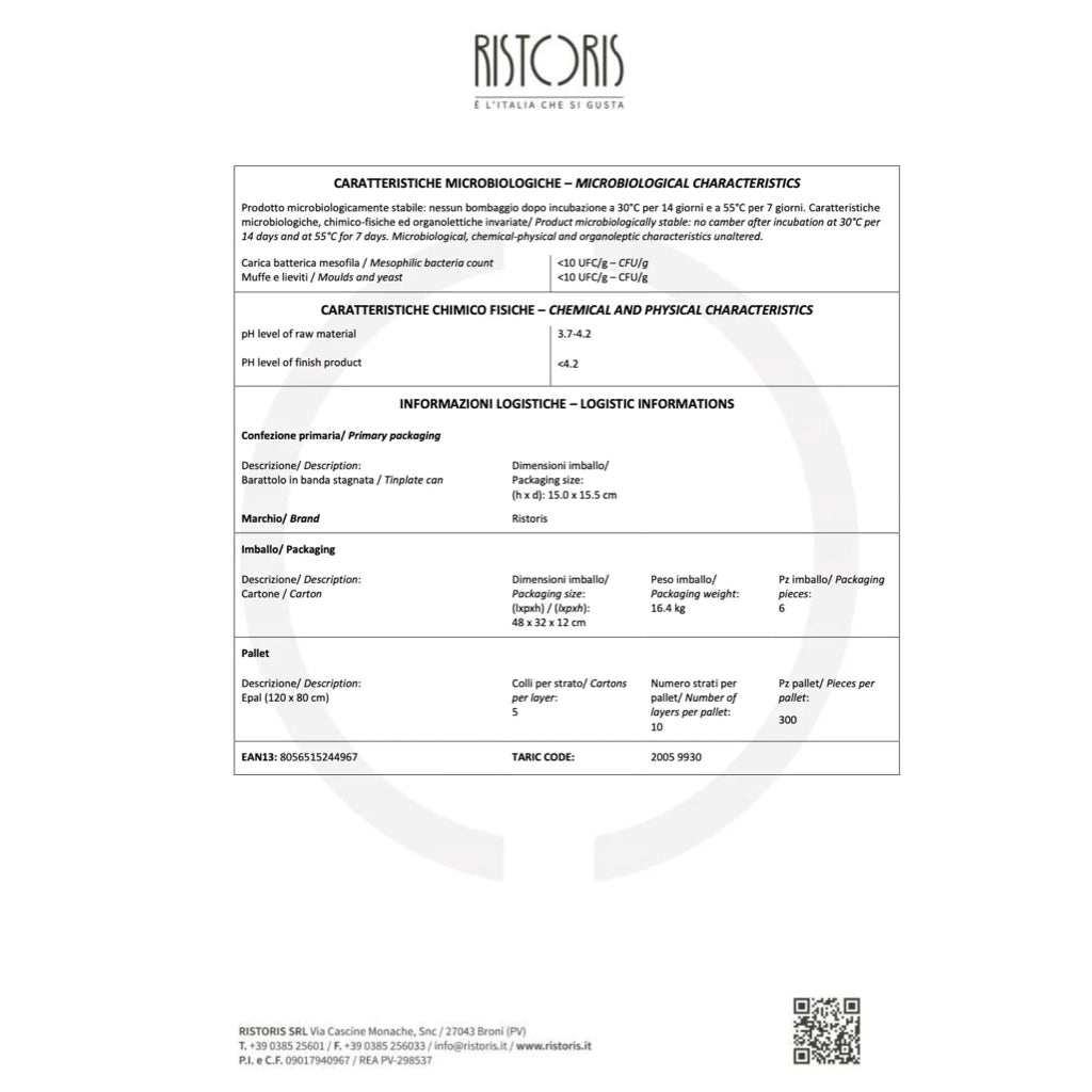 Roman Style Artichokes Ristoris - Microbiological Characteristics