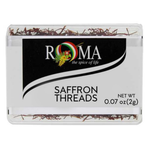 Pack of Roma saffron threads on a white background