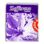 Saffron spice packaging with a purple flower on a white background