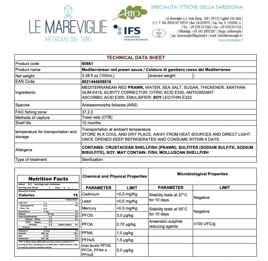technical data sheet le mareviglie
