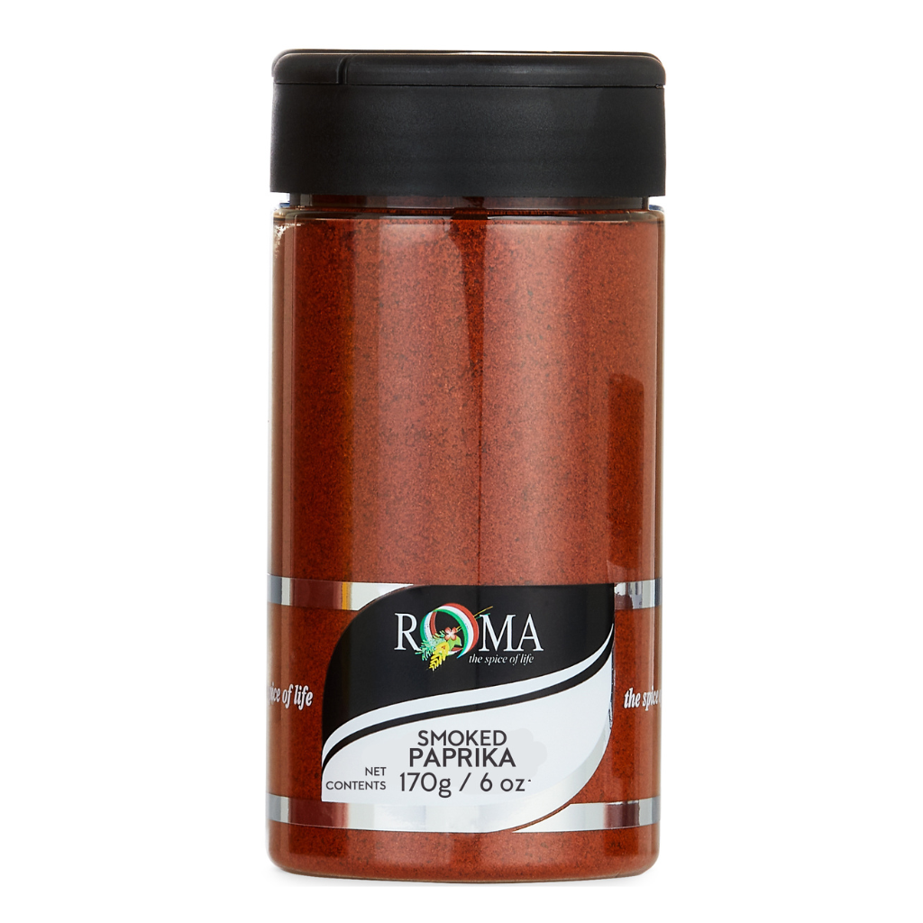 Jar of Roma Smoked Paprika on a white background