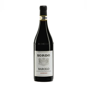 A bottle of Sordo Monprivato Barolo wine with a label that includes the brand name 'Alberta' and the grape variety 'Barolo'.