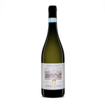 Bottle of Torre Raone Trebbiano D'Abruzzo Organic white wine with a label featuring an illustration of a deer and vineyards.