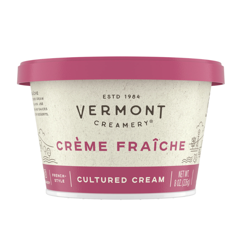 Container of Vermont Creamery Crème Fraçeè on a white background