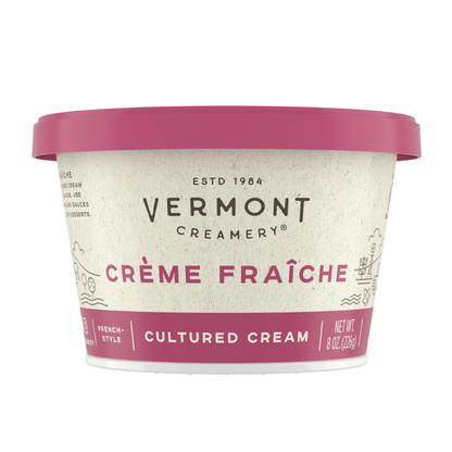 Container of Vermont Creamery Crème Fraçeè on a white background