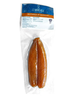 Packaged bottarga with Le Mareviglie branding on a white background kosher certificate