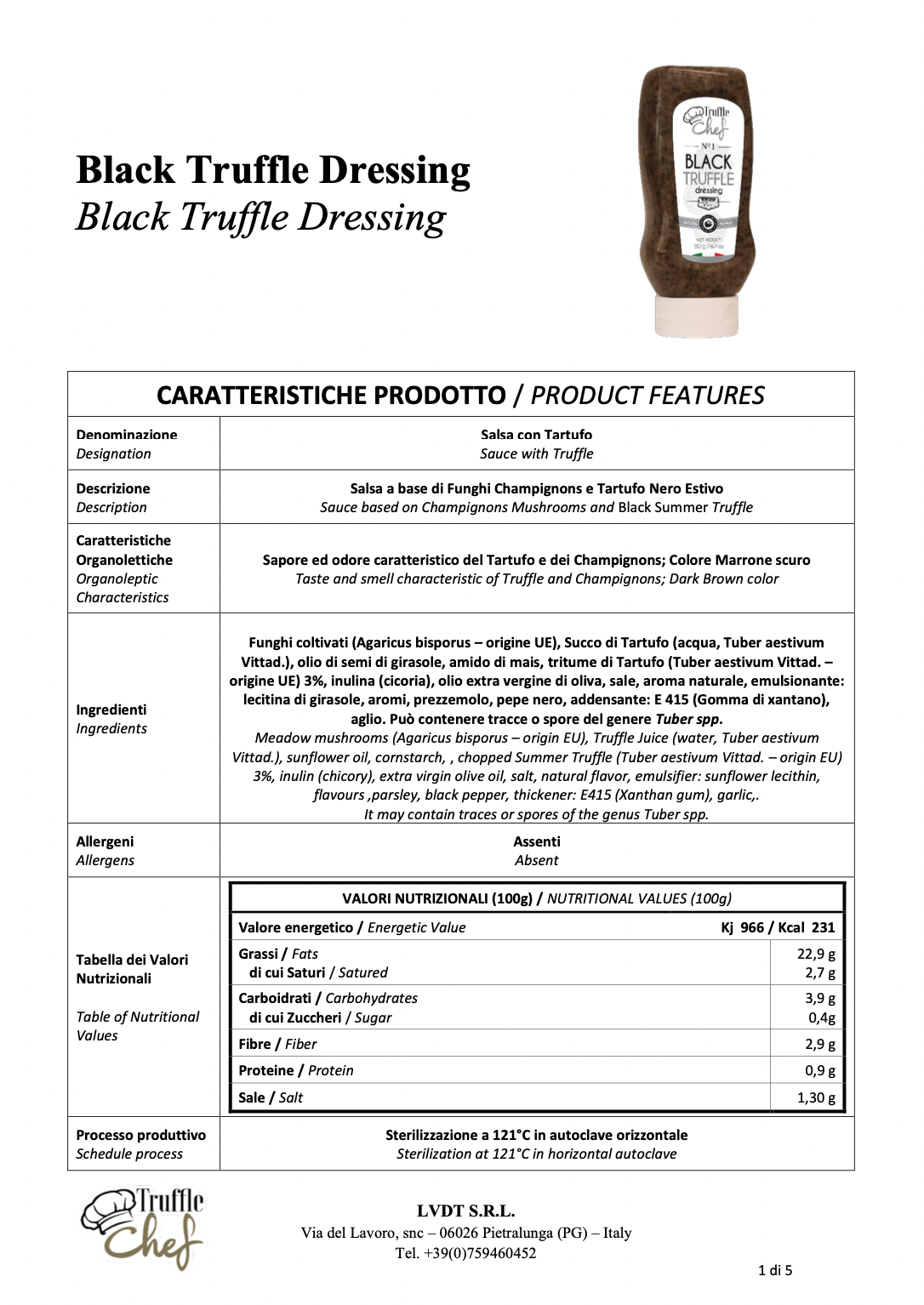 black truffle dressing product features lvdt