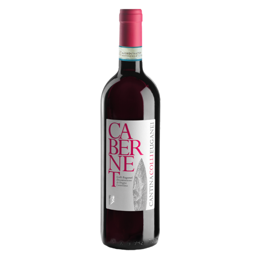 Bottle of cabernet winery colli euganei Italy, on a white background