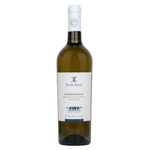 A bottle of Lucio Leuci Chardonnay Kosher white wine, featuring a dark green glass bottle, a white label with blue text, and a white foil cap, set against a plain white background.