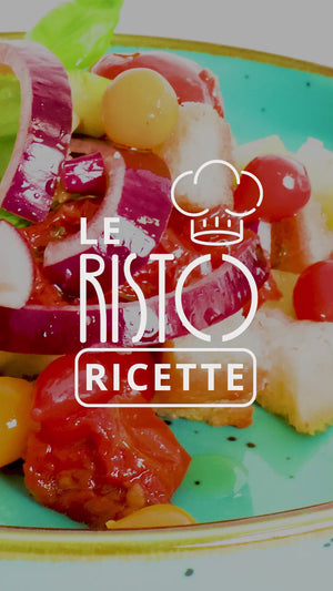 Video ricetta: panzanella with sweet and sour red and yellow pepper drops
