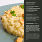 Risotto dish with ingredients listed on the side: carnaroli rice, sage and lemon sauce
