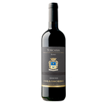 a bottle of toscana rosso sangiovese red wine on a white background