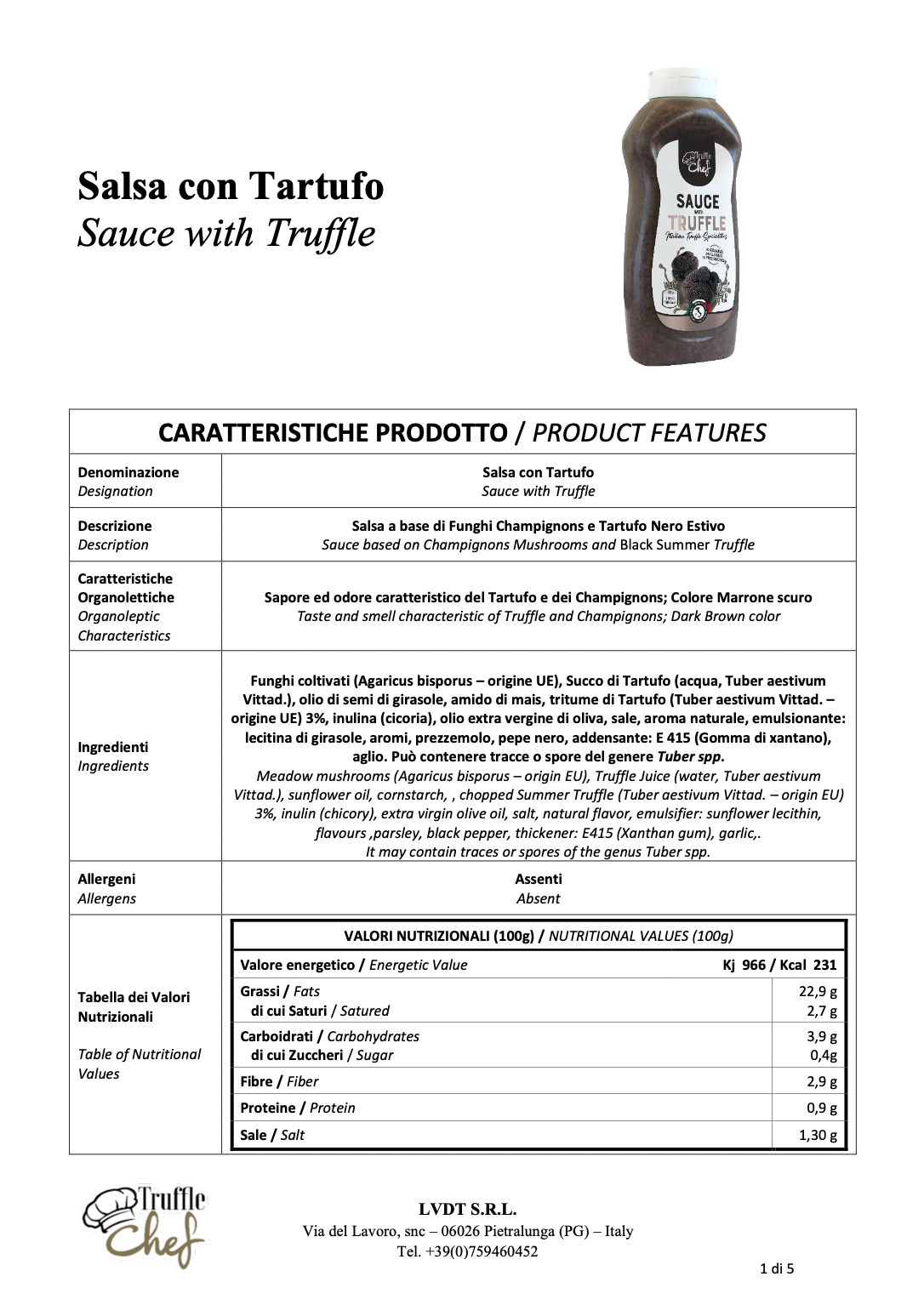 sauce with truffle product features branded truffle chef
