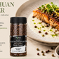 salmon grilled with sichuan pepper_szechuan pepper gourmet on a light background