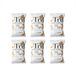 A pack of White Truffle Chips Crisps by Geofoods, featuring an image of the product and truffles on the front.