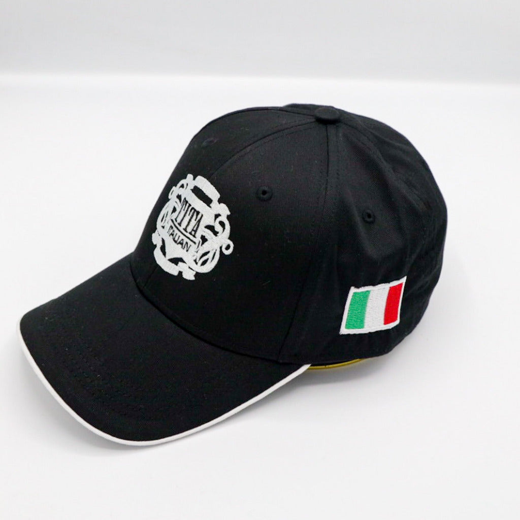 baseball cap classic style black silver embroidery unisex one size -tita italia
