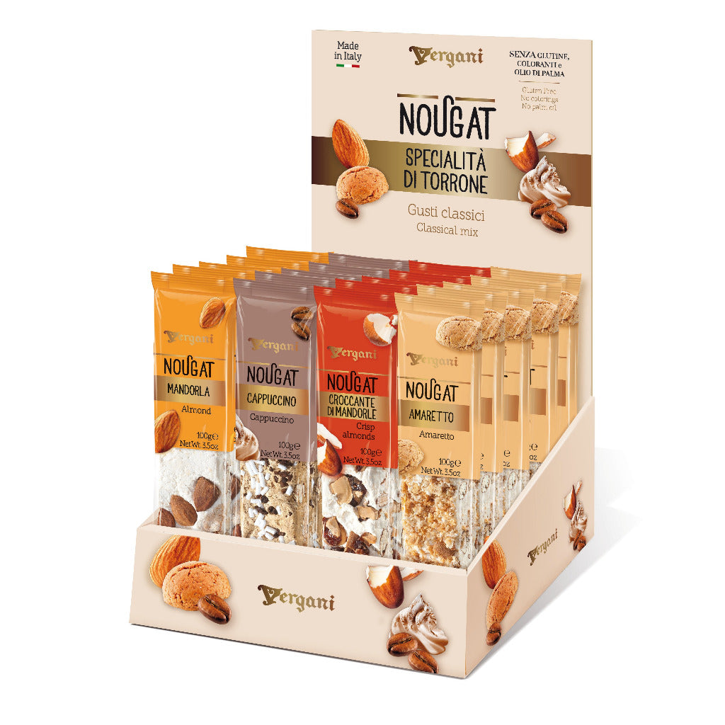 Soft Nougat Bar Classical Mix Display box : 20 bar x 3.5oz (100g) - Tita Italian