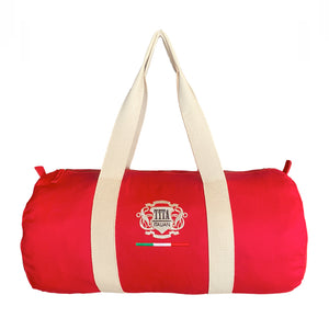 red silver organic cotton round duffel bag - Tita Italia