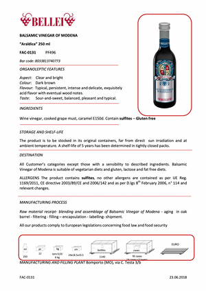 Bellei “Araldica Silver” BALSAMIC Vinegar of Modena IGP