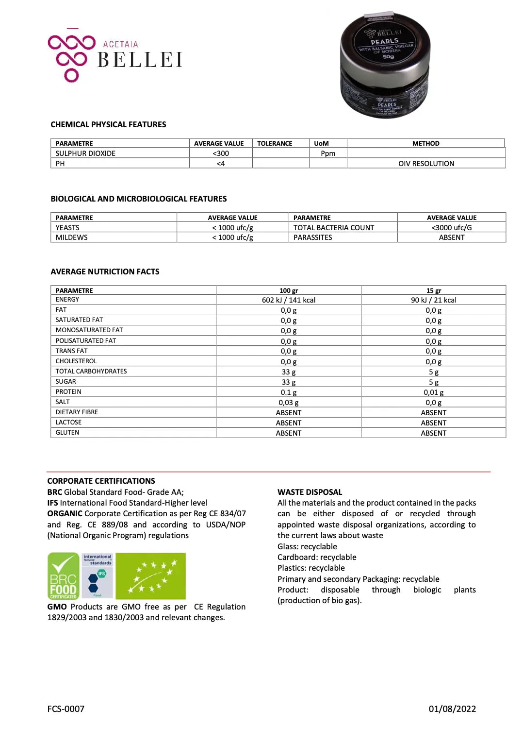Bellei PEARLS of BALSAMIC Vinegar of Modena Bellei