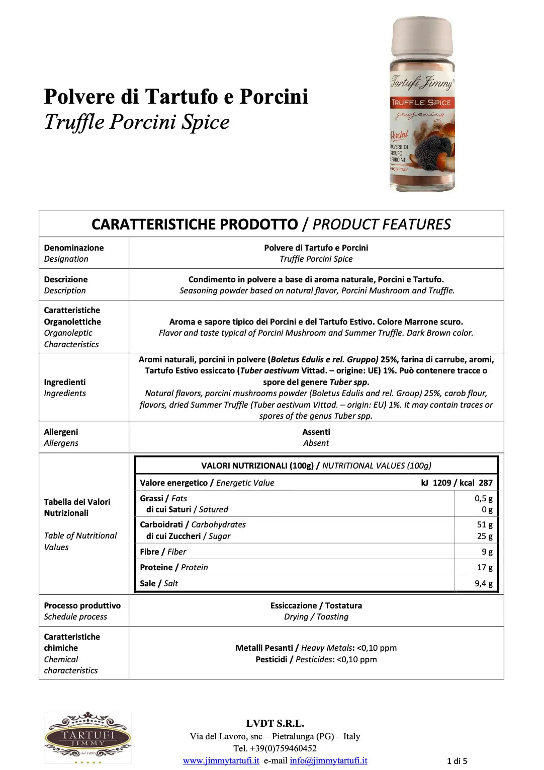 Porcini & Truffle Spice Seasoning Tartufi Jimmy