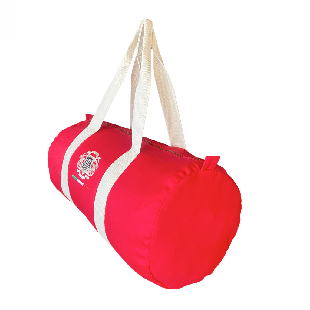 red silver organic cotton round duffel bag - Tita Italia