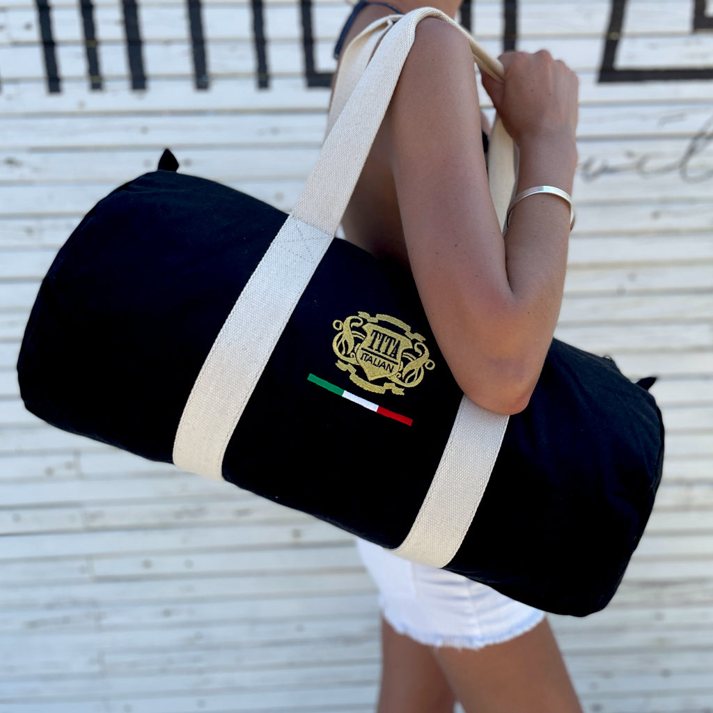 cotton round duffel bag black gold - Tita Italia