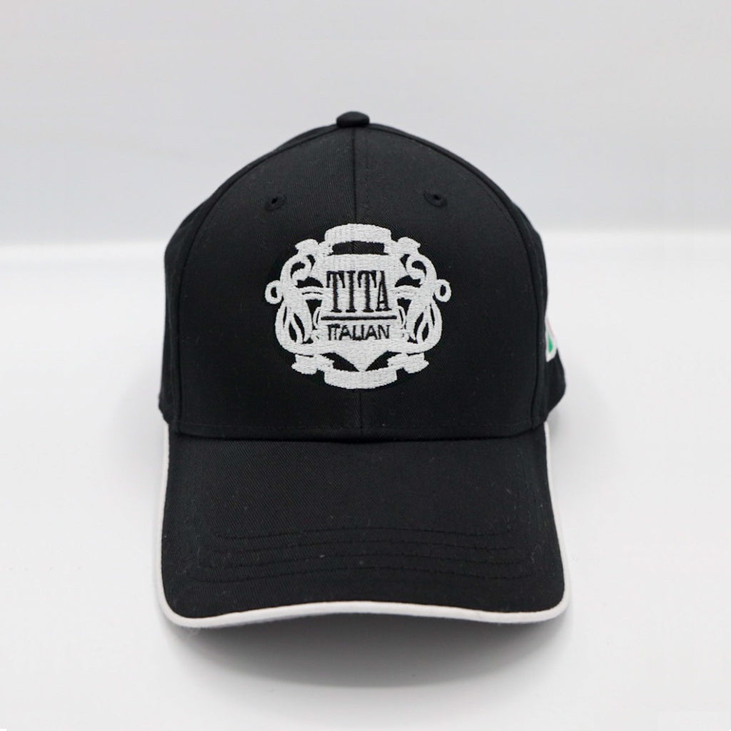 baseball cap classic style black silver embroidery unisex one size -tita italia