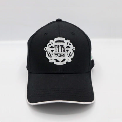 baseball cap classic style black silver embroidery unisex one size -tita italia