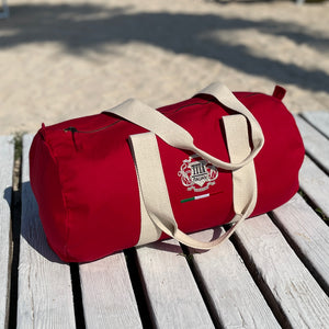 red silver organic cotton round duffel bag - Tita Italia